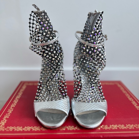 Rene Caovilla Galaxia Silver/Crystal Heels in Size EU 34 - Picture 2 of 10